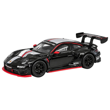 Bburago 1:43 Porsche 911 GT3 R Black Racing Edition Diecast Model Car with Red Accents, Detailed Sports Car Collectible & Display Box for Porsche Enthusiasts