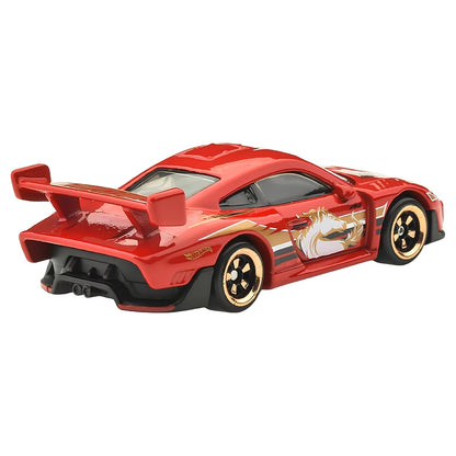 Hot Wheels Silver Series JNF49 Porsche 935 Red Dragon Edition Die-Cast Sports Racing Car with Rear Wing, Premium Red & Gold Dragon Livery – Collectible Porsche Toy Car