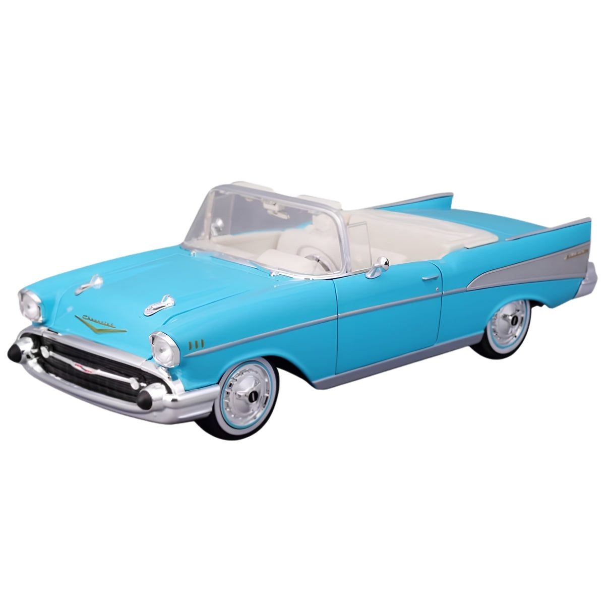 Maisto Special Collection 1957 Chevrolet Bel Air Convertible 1:18 Scale Diecast Model Car – Turquoise Blue