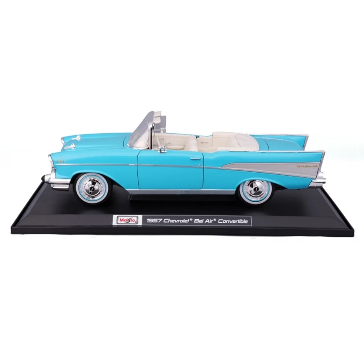 Maisto Special Collection 1957 Chevrolet Bel Air Convertible 1:18 Scale Diecast Model Car – Turquoise Blue