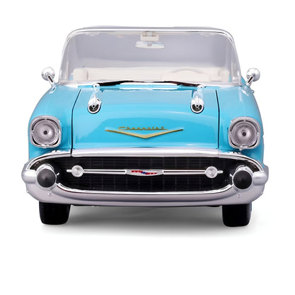 Maisto Special Collection 1957 Chevrolet Bel Air Convertible 1:18 Scale Diecast Model Car – Turquoise Blue