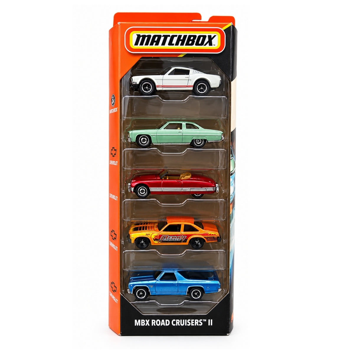 Matchbox JBX35 MBX Road Cruisers II 5-Pack Die-Cast Classic Cars & Trucks Collectible Toy Set
