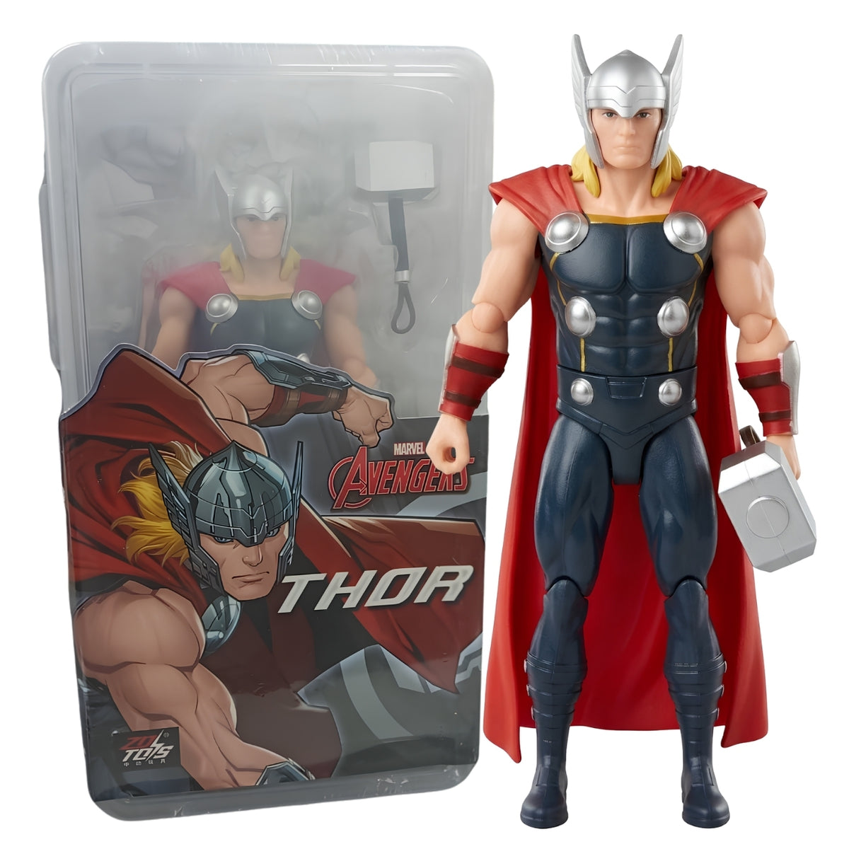 ZD Toys Marvel Avengers Thor 9 Inch Action Figure with Hammer – Superhero Collectible Toy for Kids & Fans