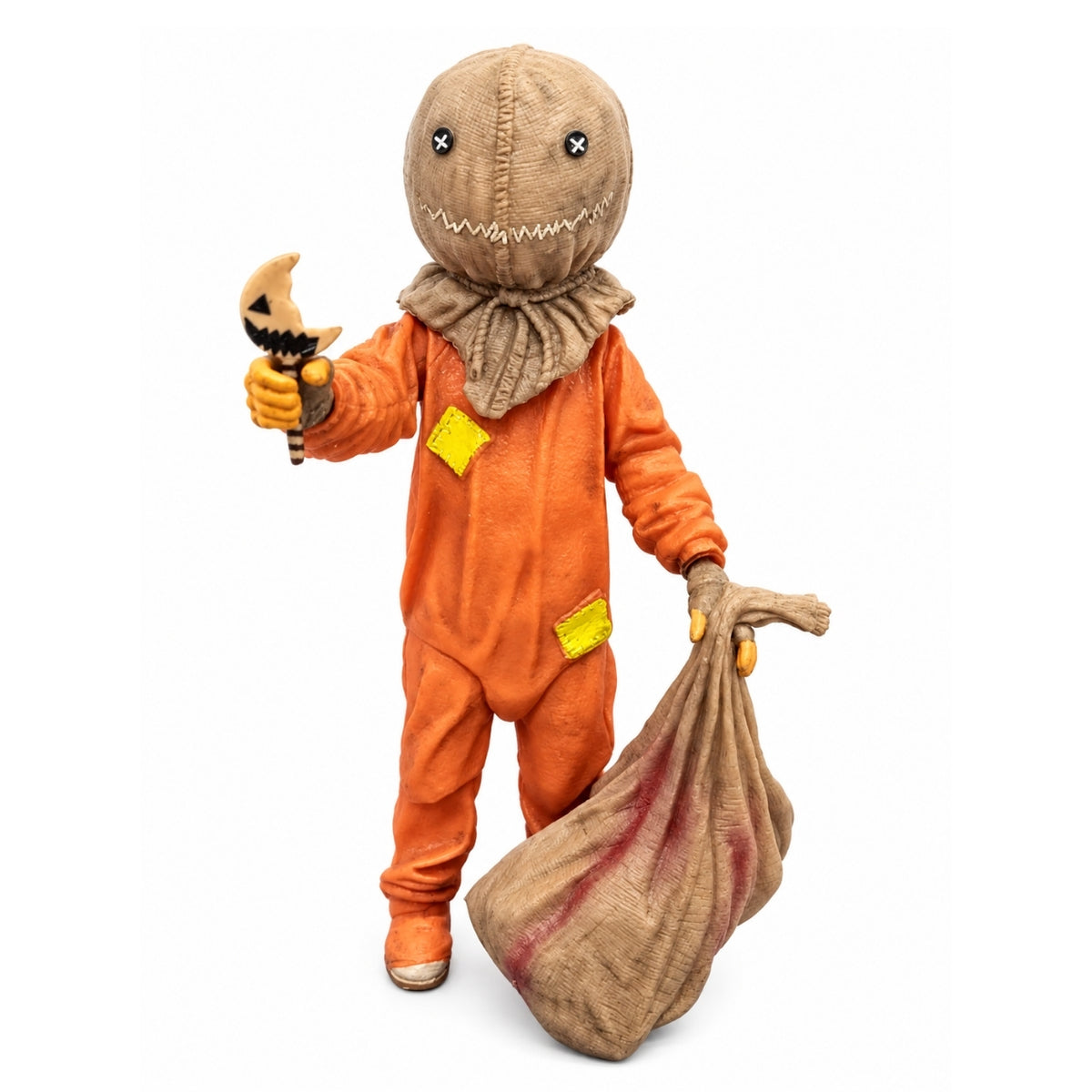 Trick ’r Treat Sam Horror Action Figure Set with Interchangeable Head, Pumpkin, Sack & Accessories | Halloween Movie Collectible Figure for Kids & Horror Fans Ages 6+