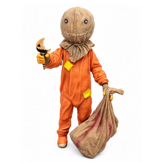 Trick ’r Treat Sam Horror Action Figure Set with Interchangeable Head, Pumpkin, Sack & Accessories | Halloween Movie Collectible Figure for Kids & Horror Fans Ages 6+
