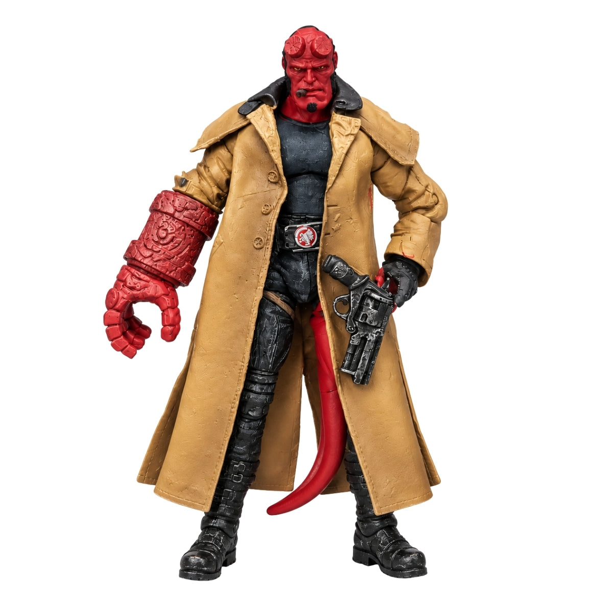 Hellboy Series II Action Figure with Samaritan Handgun, Right Hand of Doom, Detailed Tan Trench Coat & Accessories – Premium Comic Book & Movie Collectible for Ages 15+