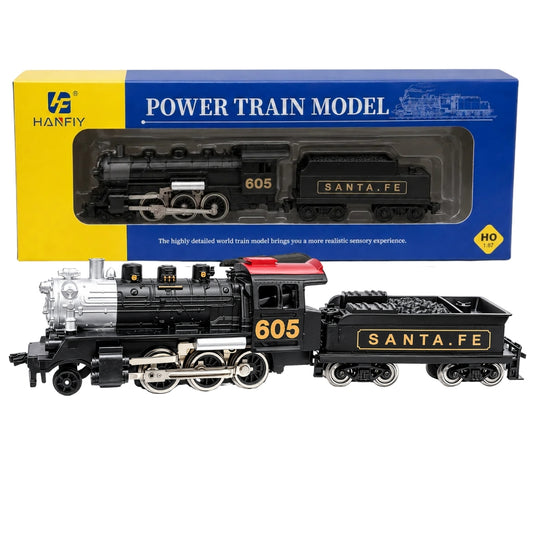 HANFIY HO 1:87 Santa Fe 605 Steam Locomotive & Tender Model | Detailed Collector Train for Ages 14+