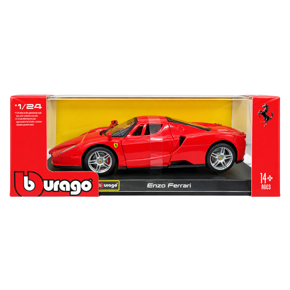 Bburago Enzo Ferrari 1:24 Scale Diecast Model Car – Red Ferrari Sports Car Collectible Toy with Detailed Interior