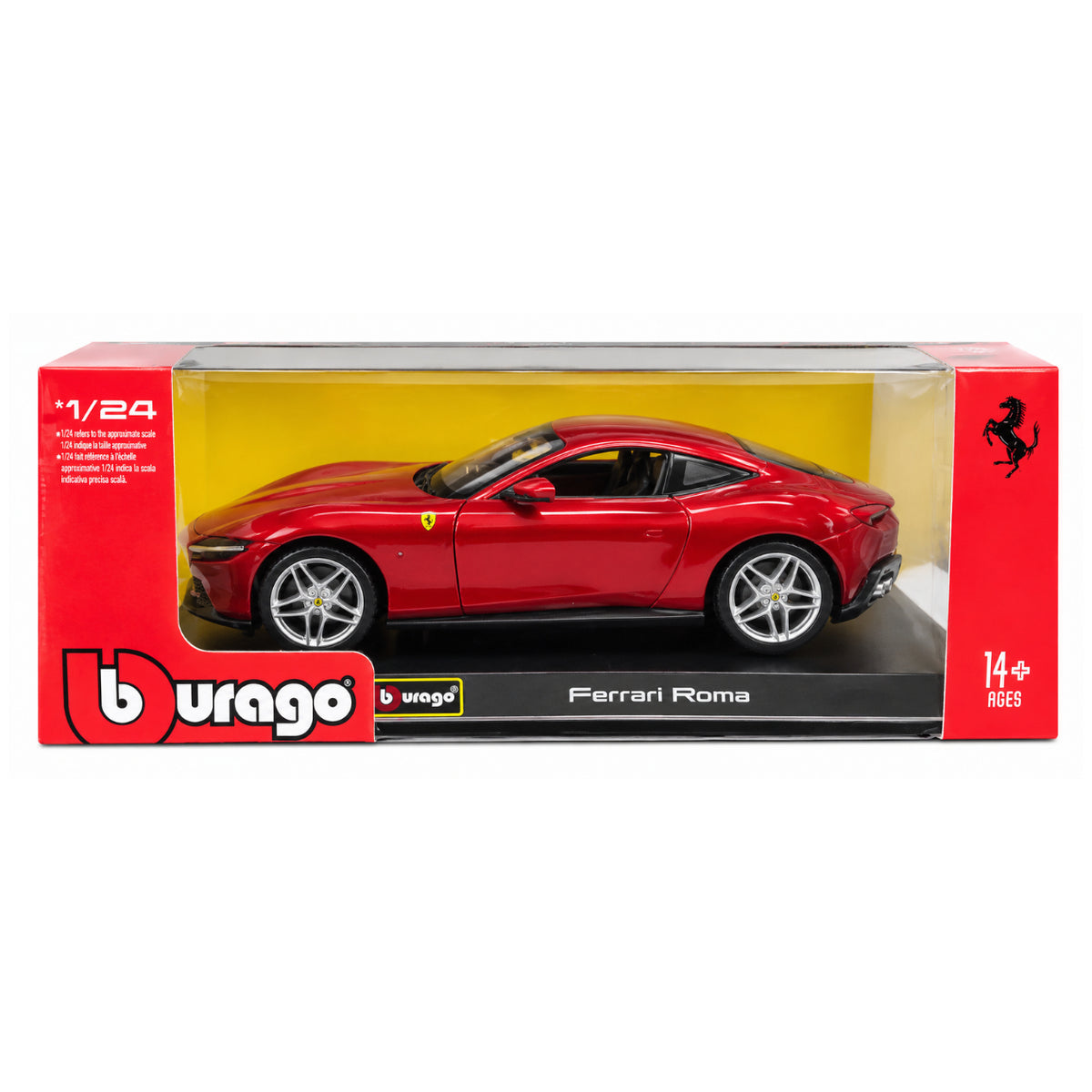 Bburago Ferrari Roma 1:24 Scale Diecast Model Car – Red Metal Sports Car Collectible with Realistic Detailing