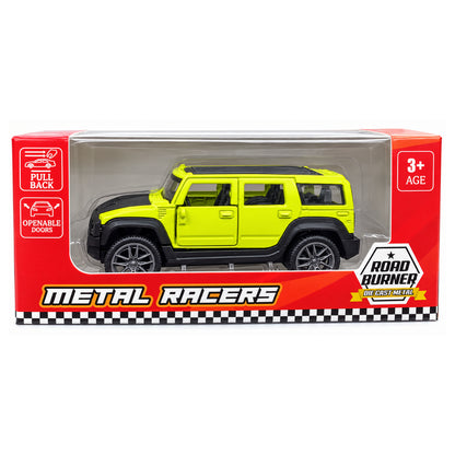 Road Burner Metal Racers 1:39 Scale Die-Cast SUV Toy Car with Pull Back Action & Openable Doors – Green