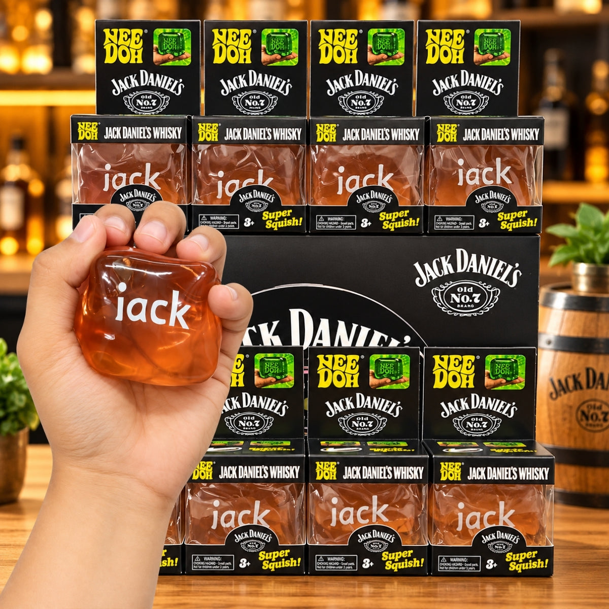 NeeDoh x Jack Daniel’s Old No. 7 Whisky Super Solid Squishy Toy – Soft Squeeze Sensory Fidget Cube, Stress Relief & Satisfying Squish Collectible for Kids & Adults, Ages 3+