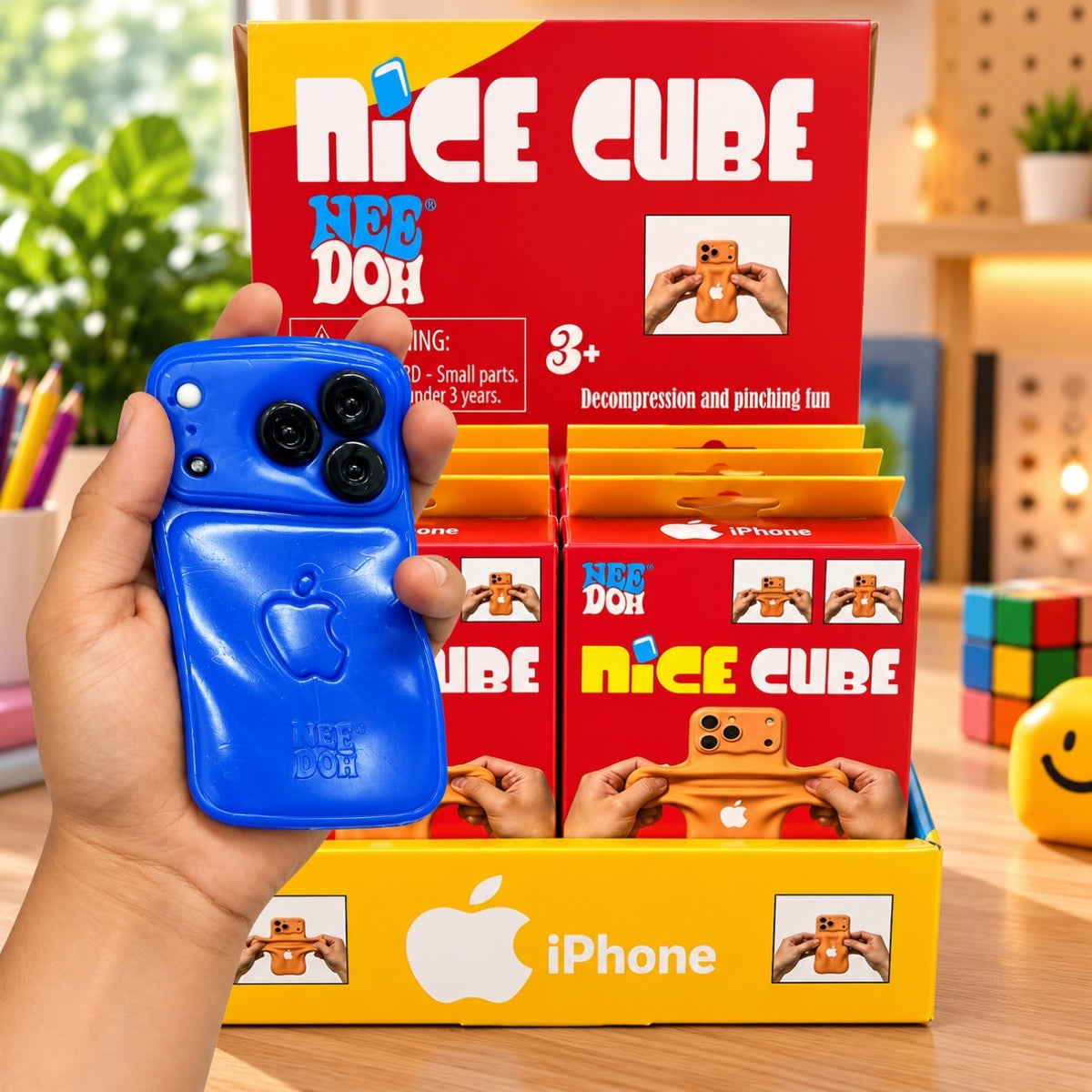 NeeDoh Nice Cube iPhone Style Super Squishy Sensory Fidget Toy – Soft Stretchy Squeeze Stress Relief Phone Toy for Kids, Assorted Colour, Random 1 Pc, Ages 3+