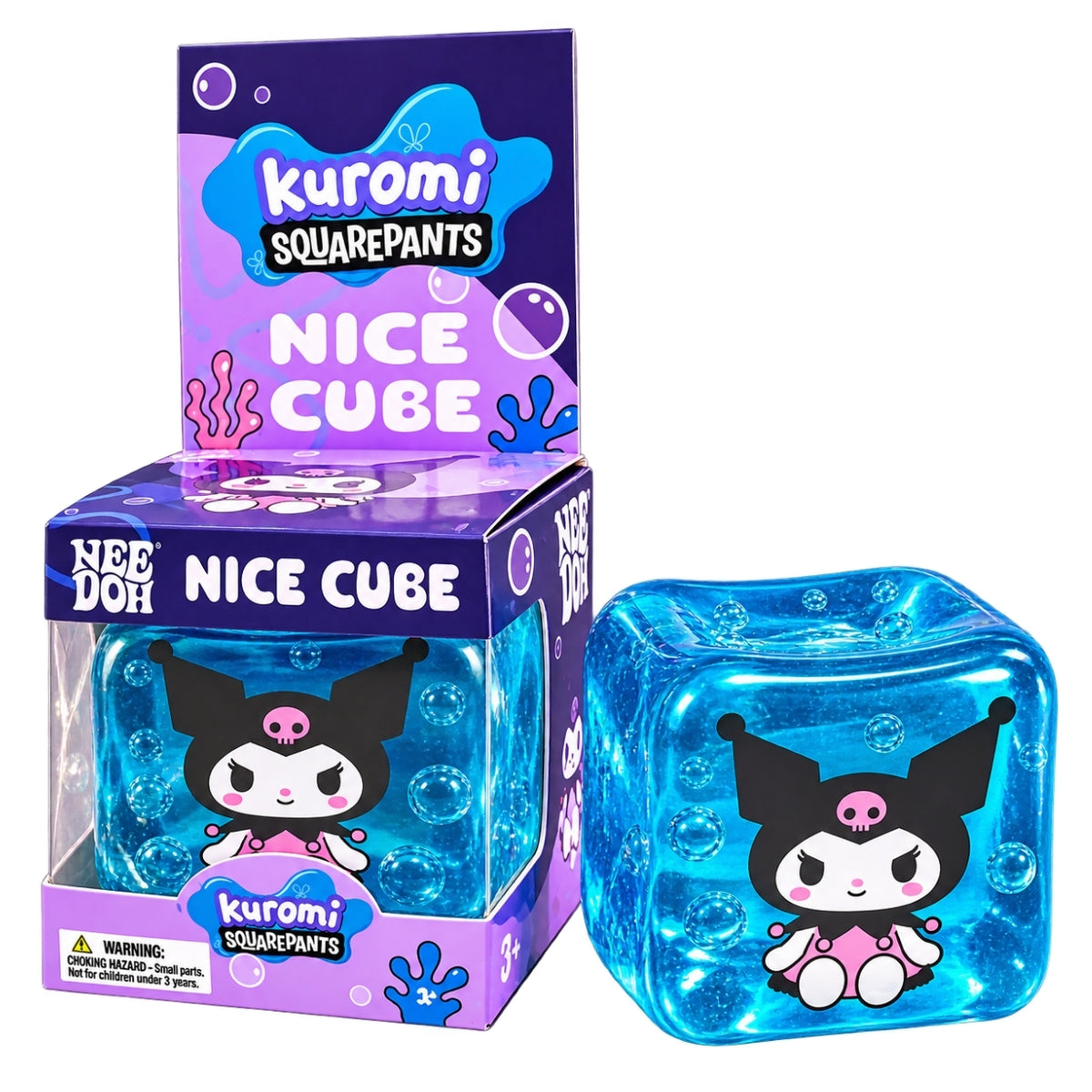 NeeDoh Kuromi SquarePants Nice Cube Squishy Toy | Super Soft Sensory Stress Ball & Squeeze Fidget Toy for Kids & Adults | Assorted Colours, Random 1 Piece