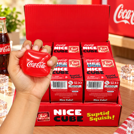Coca-Cola Nice Cube NeeDoh Suptid Squish! Squishy Fidget Stress Relief Toy – Soft Squeezable Sensory Cube with Coca-Cola Design for Relaxation, Fidget Play, Kids & Adults, 3+ Years