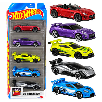 Hot Wheels 1:64 HW Motor Show JKG17 (01806) Pack of 5 Diecast Toy Cars – Premium Sports Cars & Supercars Collectible Racing Car Gift Set for Kids & Collectors