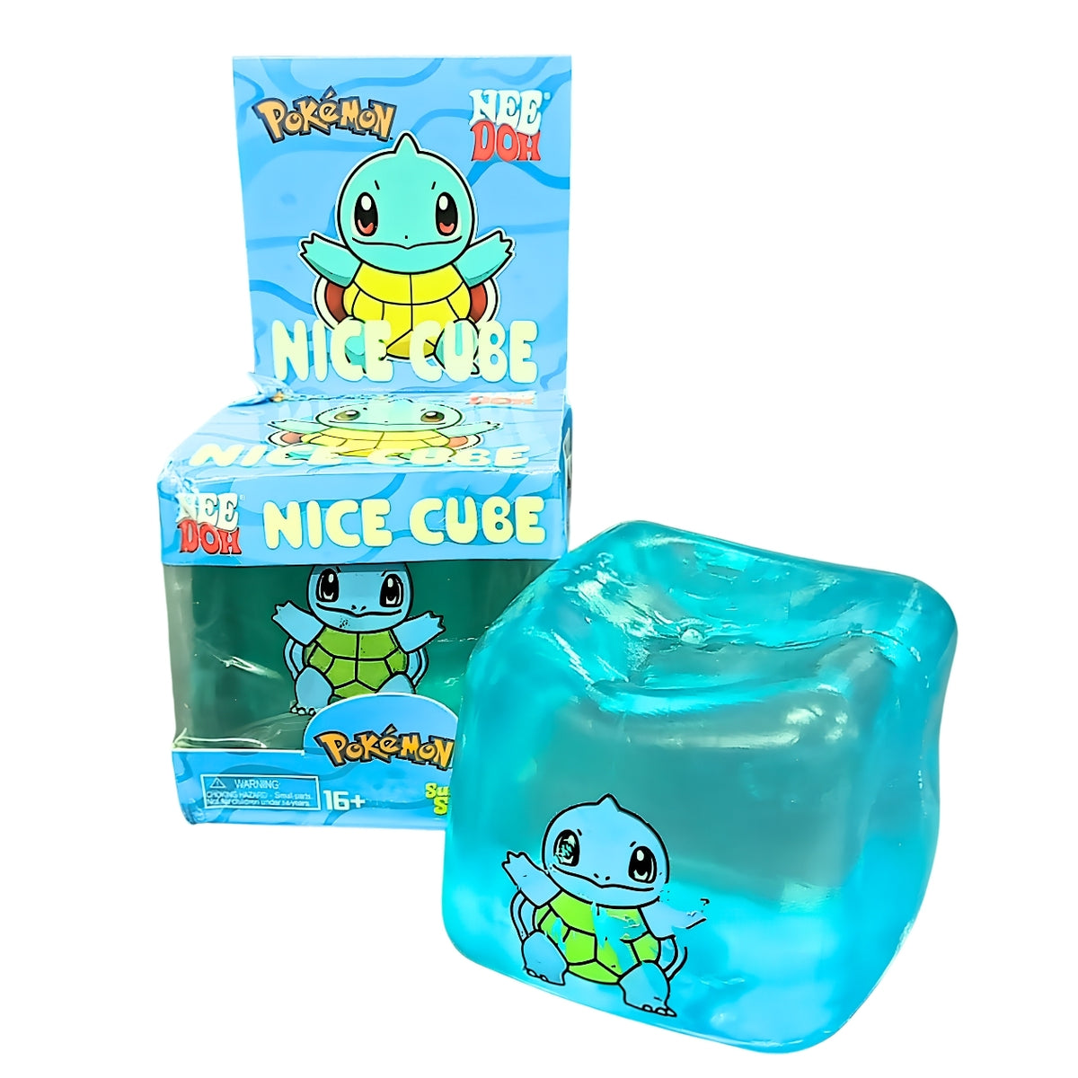NeeDoh Pokémon Squirtle Nice Cube Super Solid Squish Sensory Fidget Toy | Satisfying Stress Relief & Squeeze Toy for Teens & Adults | Pokémon Collectible Gift