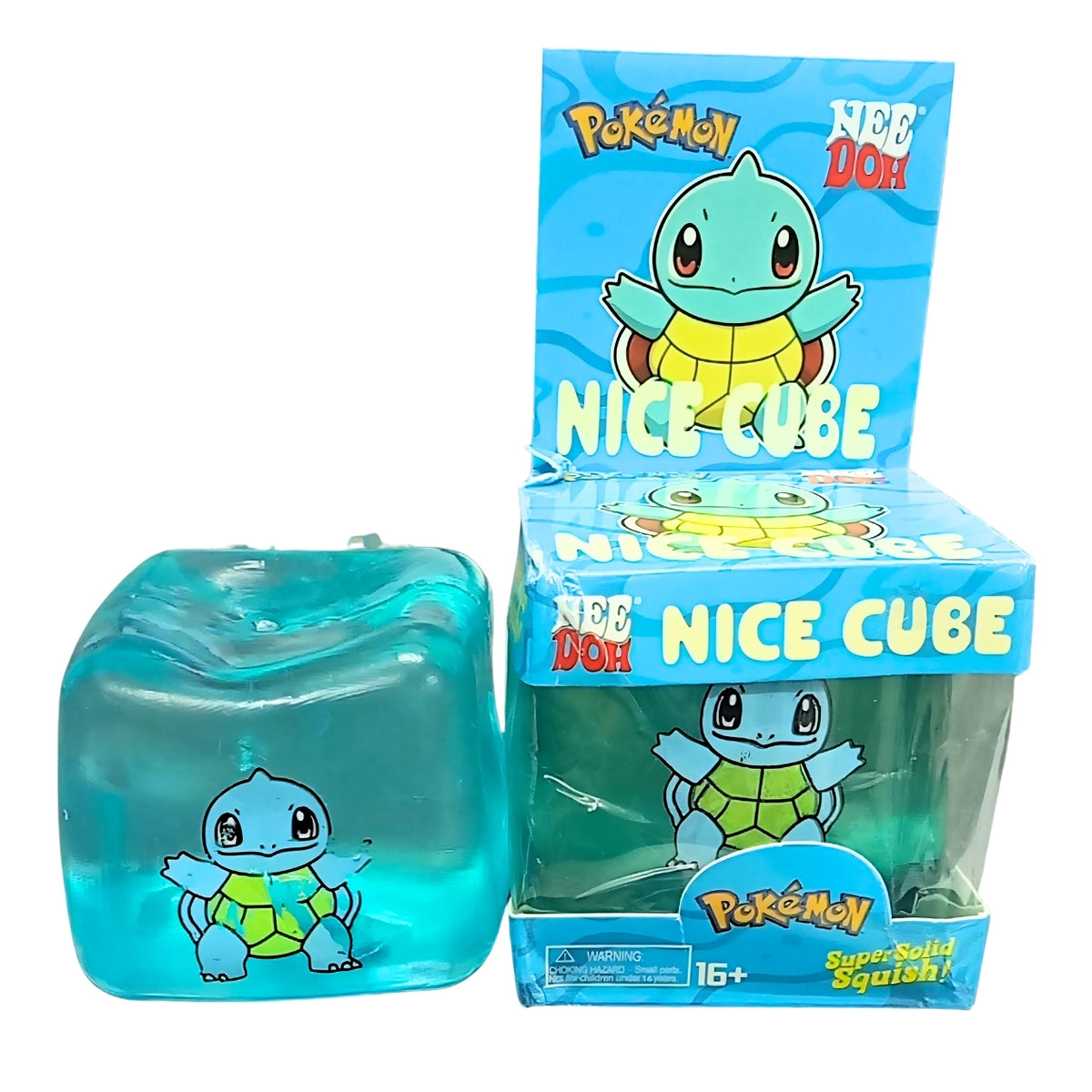 NeeDoh Pokémon Squirtle Nice Cube Super Solid Squish Sensory Fidget Toy | Satisfying Stress Relief & Squeeze Toy for Teens & Adults | Pokémon Collectible Gift