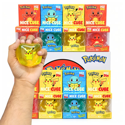 Pokémon NeeDoh Nice Cube Super Solid Squishy Fidget Toy for Kids & Collectors – Pikachu, Squirtle or Charmander Character Stress Relief Sensory Squish Toy – Random Design, 1 Pc