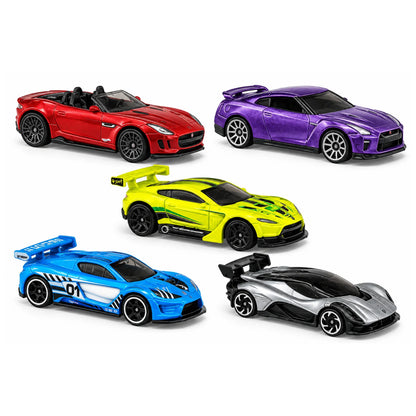 Hot Wheels 1:64 HW Motor Show JKG17 (01806) Pack of 5 Diecast Toy Cars – Premium Sports Cars & Supercars Collectible Racing Car Gift Set for Kids & Collectors