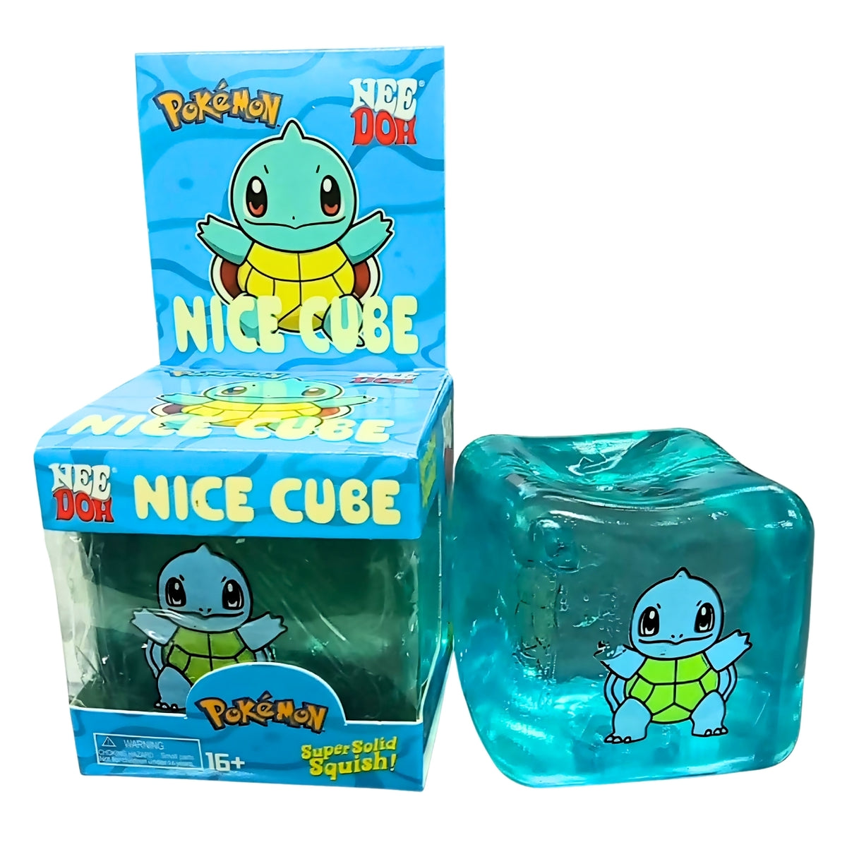 Pokémon NeeDoh Nice Cube Super Solid Squishy Fidget Toy for Kids & Collectors – Pikachu, Squirtle or Charmander Character Stress Relief Sensory Squish Toy – Random Design, 1 Pc