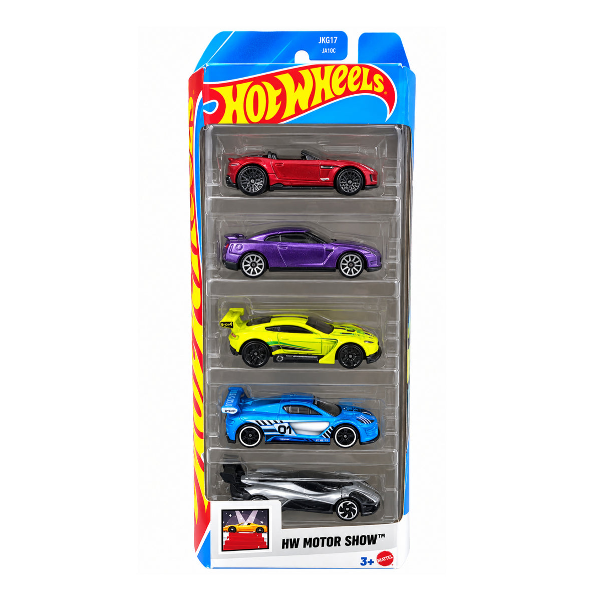 Hot Wheels 1:64 HW Motor Show JKG17 (01806) Pack of 5 Diecast Toy Cars – Premium Sports Cars & Supercars Collectible Racing Car Gift Set for Kids & Collectors