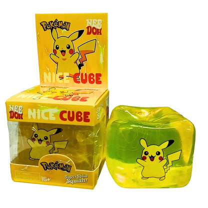 Pokémon NeeDoh Nice Cube Super Solid Squishy Fidget Toy for Kids & Collectors – Pikachu, Squirtle or Charmander Character Stress Relief Sensory Squish Toy – Random Design, 1 Pc