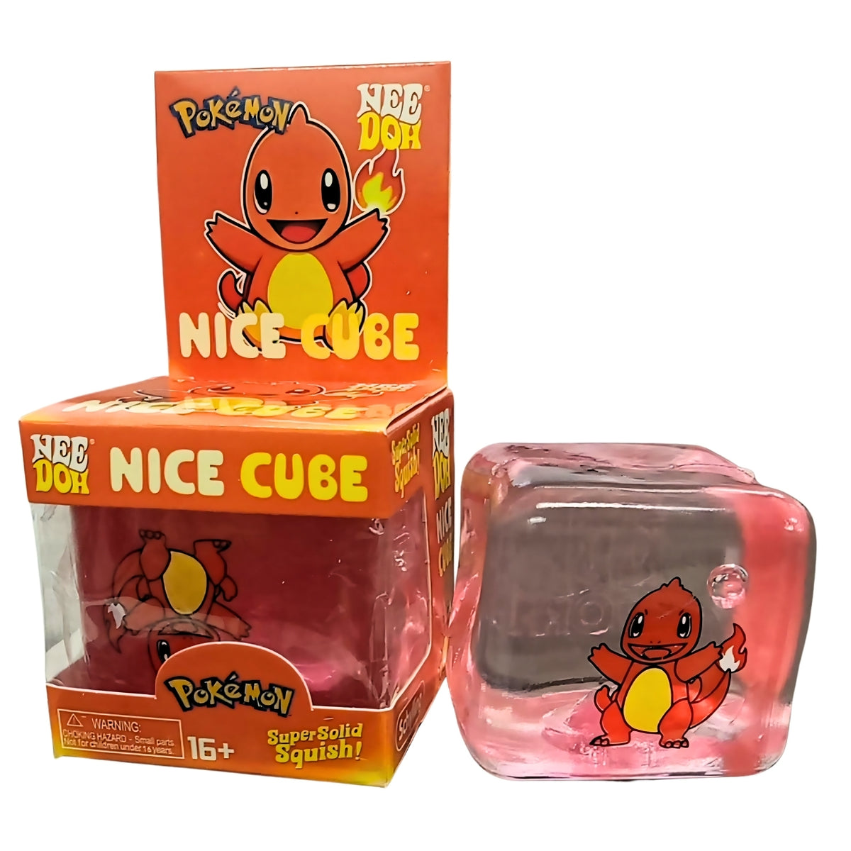 Pokémon NeeDoh Nice Cube Super Solid Squishy Fidget Toy for Kids & Collectors – Pikachu, Squirtle or Charmander Character Stress Relief Sensory Squish Toy – Random Design, 1 Pc