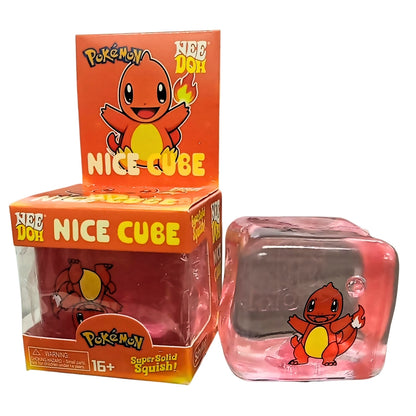 Pokémon NeeDoh Nice Cube Super Solid Squishy Fidget Toy for Kids & Collectors – Pikachu, Squirtle or Charmander Character Stress Relief Sensory Squish Toy – Random Design, 1 Pc