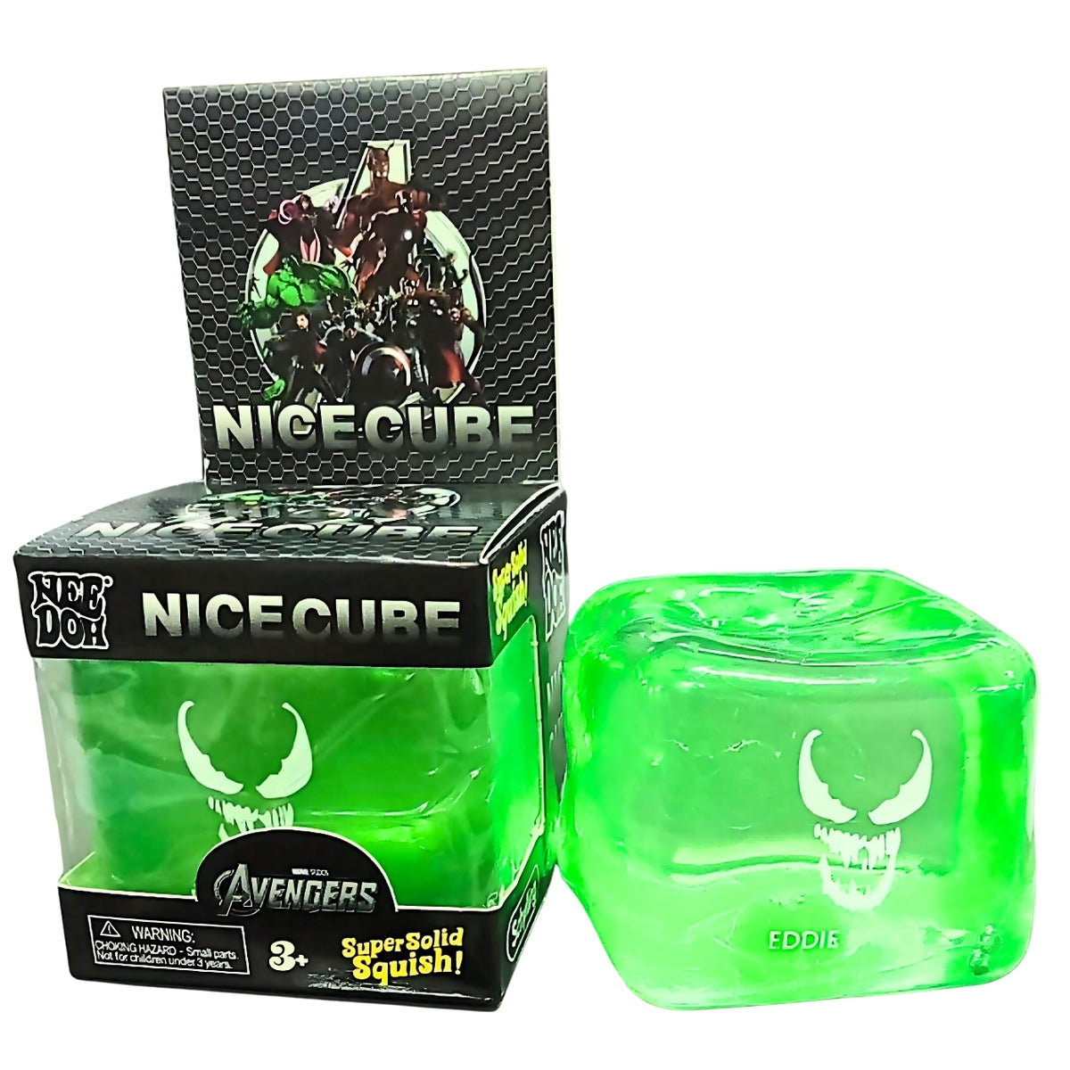 NeeDoh Nice Cube Marvel Avengers Super Solid Squishy Fidget Toy – Tony Stark Iron Man, Hulk & Spider-Man Stress Relief Sensory Squish Toy for Kids – Random Design, 1 Pc