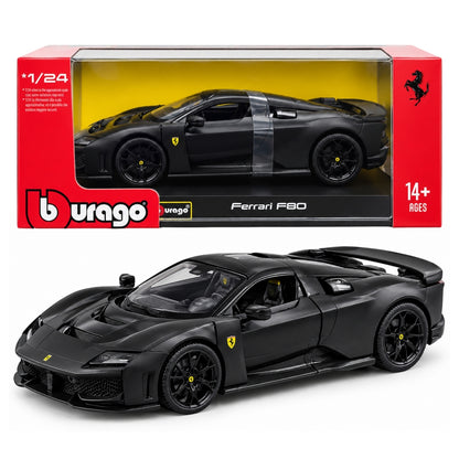 Bburago Ferrari F80 1:24 Scale Die-Cast Model Car Black – Premium Ferrari Hypercar Collectible Replica for Display, Car Enthusiasts & Die-Cast Collectors
