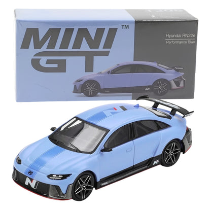 MINI GT 1208 Hyundai RN22e Performance Blue 1:64 Scale Die-Cast Collectible Model Car with Rear Wing – Detailed Hyundai N Concept Car Miniature for Collectors & Display