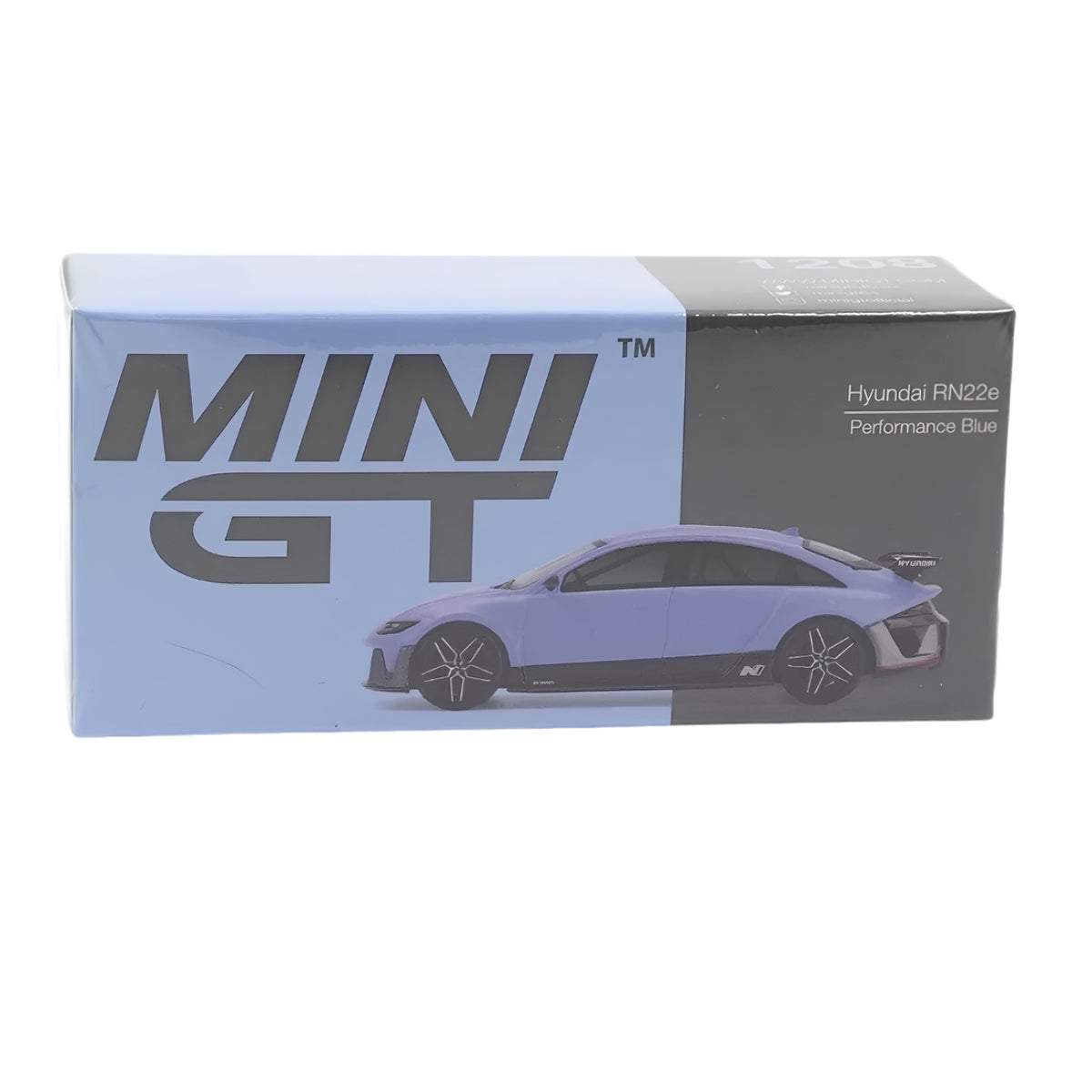 MINI GT 1208 Hyundai RN22e Performance Blue 1:64 Scale Die-Cast Collectible Model Car with Rear Wing – Detailed Hyundai N Concept Car Miniature for Collectors & Display