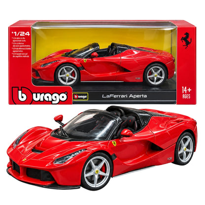 Bburago Ferrari LaFerrari Aperta 1:24 Scale Die-Cast Model Car – Red Supercar Replica with Detailed Interior, Realistic Wheels & Premium Collectible Display Model