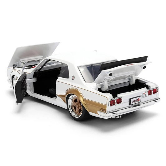 Jada Toys JDM Tuners 1971 Nissan Skyline 2000GT-R 1:24 Scale Diecast Model Car – White & Gold Japanese Classic Sports Car Collectible