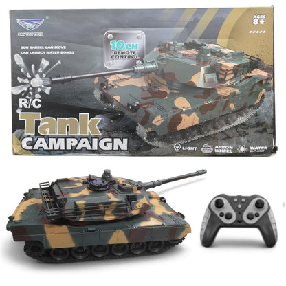 San You Toys Tank Campaign 1:18 Scale American M1A2 10-in-1 R/C Water Ball Tank ST0854298W with Lights, 10-Channel Remote & Soft Tracks