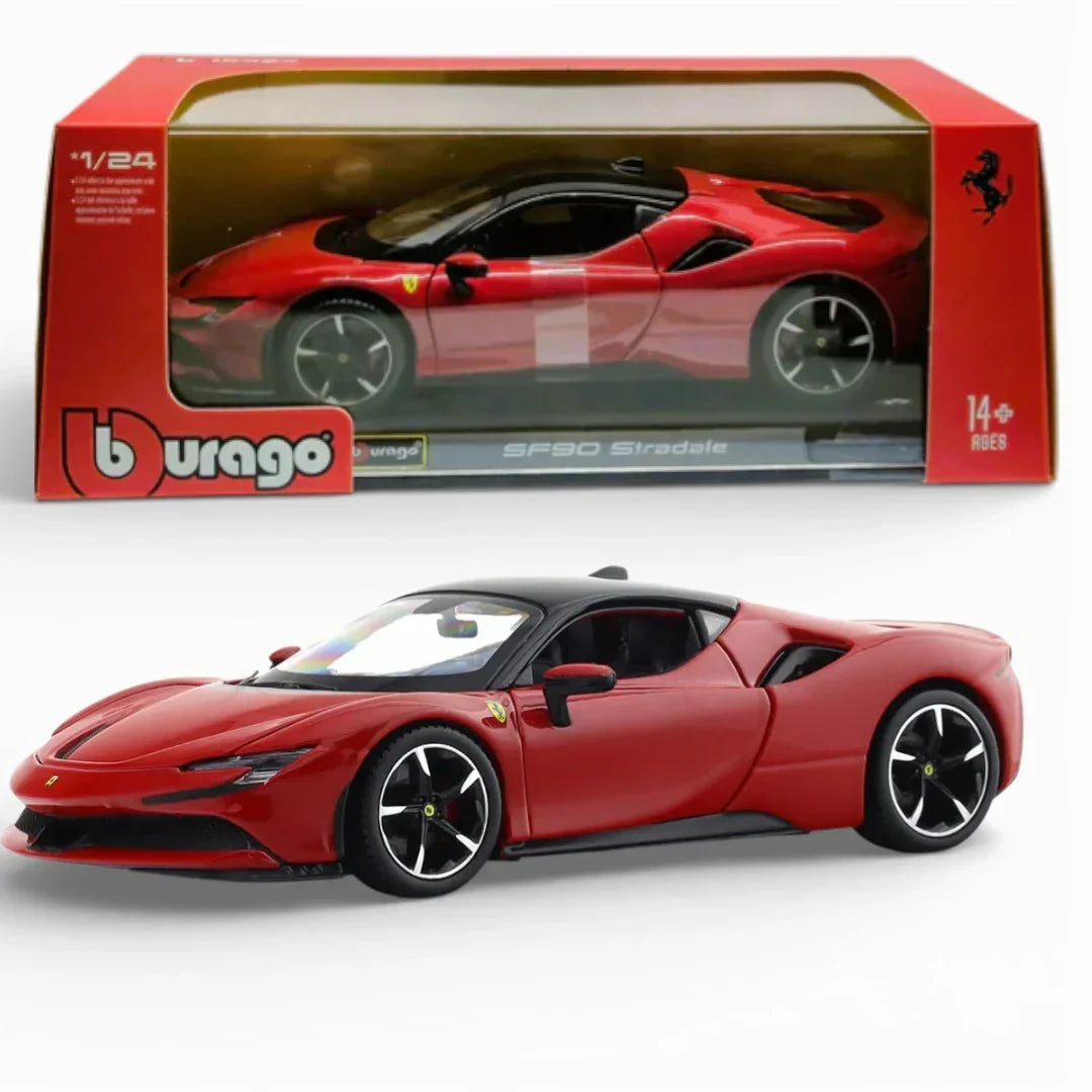 Bburago 1:24 Ferrari SF90 Stradale Diecast Model Car with Acrylic Case – Official Licensed Supercar Collectible