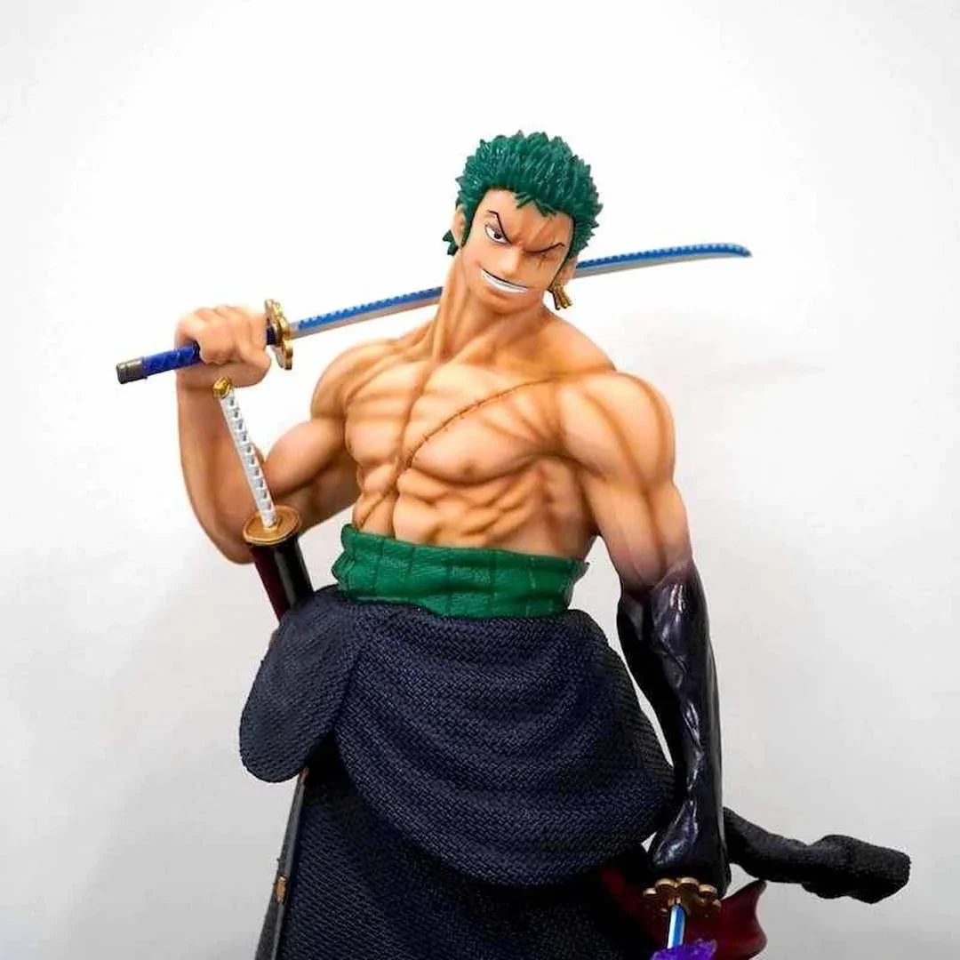 Ultimate Action Figure – Roronoa Zoro 50cm Anime Statue with 5 Interchangeable Heads One Piece PVC Collectible Model Toy Gift HW - Jaiman Toys