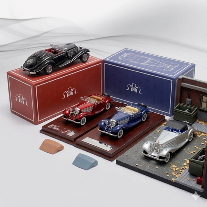 Liberty64 1:64 Mercedes-Benz 500K (W29) Die-Cast Model Car | Classic Luxury Roadster Collectible with 4 Variants