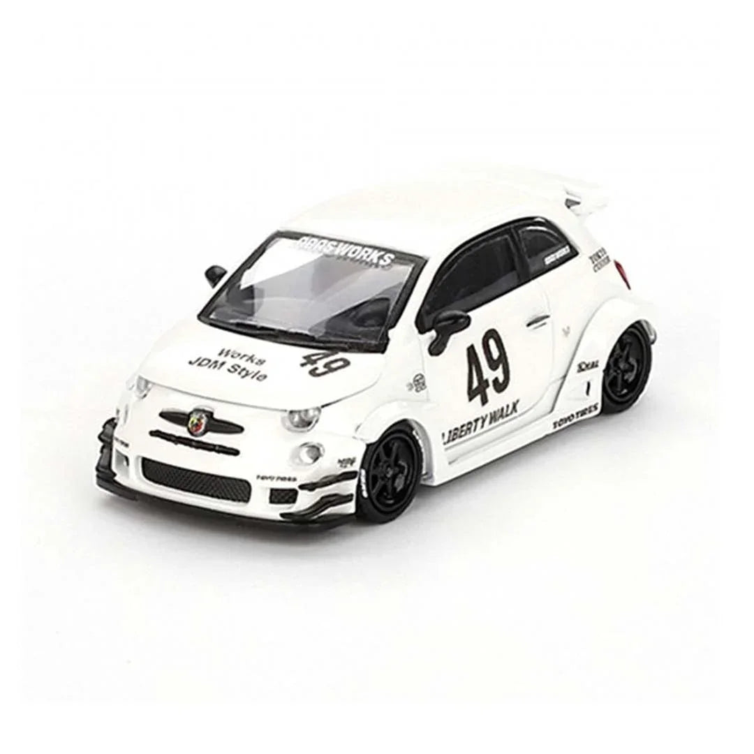 Mini GT 1/64 LB-WORKS x Abas Works ABARTH 595 Gara White LHD Diecast Scale Model Car - Jaiman Toys