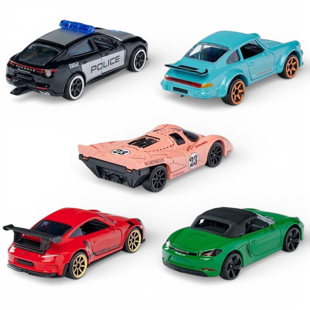 Majorette Porsche Edition Diecast Car Gift Pack – Set of 5 Porsche Model Cars | Premium Metal Collectible Vehicles with Opening Parts
