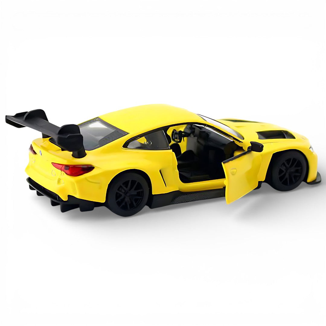 MSZ 1:44 BMW M4 GT3 Die-Cast Model Car – Yellow | Pull Back Action (67726)