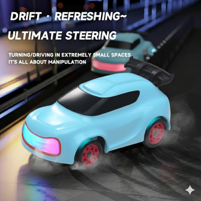 Mini 4WD Q197 1:64 Scale LED Drift RC Car – 2.4GHz Remote Control, Type-C Fast Charge, Adjustable Drift Modes (Blue)