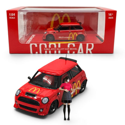 Cool Car 1:64 Mini Cooper McDonald's Livery Diecast Model Car with Display Box & Figure – Limited Collector's Edition