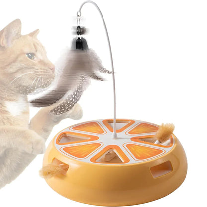 Smart Magic Spinning Pet Toy – Automatic Interactive Cat Toy with Rotating Feathers, Replaceable Heads & Silent Electric Drive